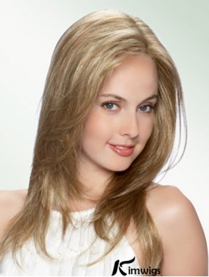Cheapest Blonde Long Without Bangs Straight Glueless Lace Front Wigs