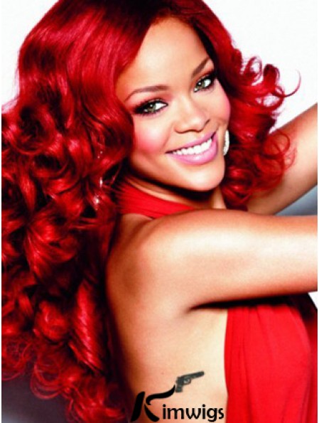 22 inch Curly Without Bangs Capless Red Popular Long Wigs