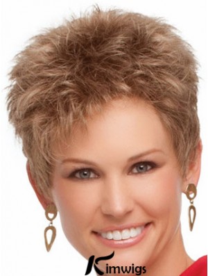 Cropped Boycuts Wavy Blonde Suitable Synthetic Wigs