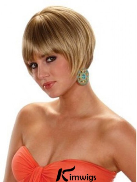 Short Bobs Straight Blonde Cheap Synthetic Wigs