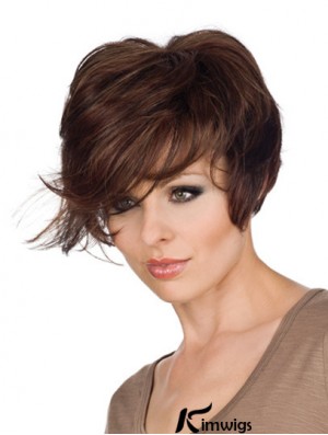 Great 8 inch Wavy Brown With Bangs Short Wigs