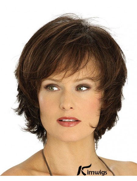 Amazing Brown Chin Length Straight Layered Lace Front Wigs