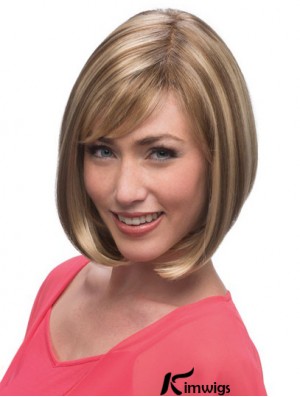 Chin Length Blonde Stylish 12 inch Straight Bob Wigs