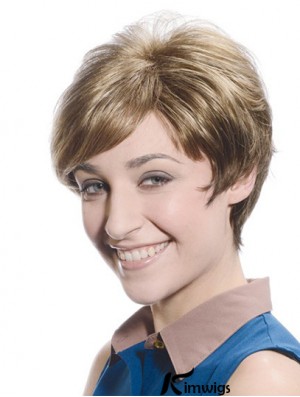 Soft Brown Short Boycuts Straight Glueless Lace Front Wigs