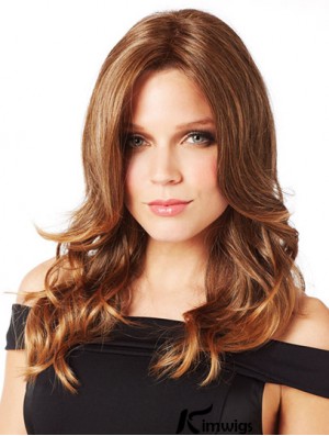 Ideal Brown Long Without Bangs Wavy Glueless Lace Front Wigs
