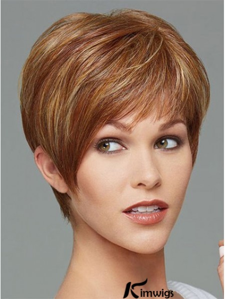 Cropped Boycuts Straight Brown Stylish Synthetic Wigs