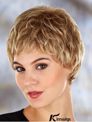 Cheap 4 inch Wavy Blonde Boycuts Short Wigs