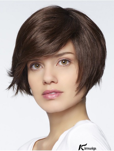 Straight Short Auburn 6 inch Monofilament Style Bob Wigs