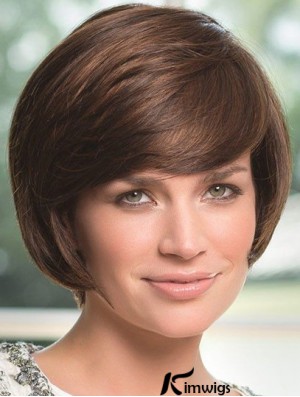 Wavy Chin Length Brown 8 inch Lace Front Perfect Bob Wigs