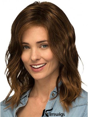 Without Bangs Brown Curly Shoulder Length 14 inch Popular Medium Wigs