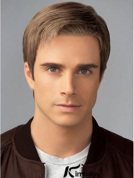 6 inch Brown Classic Short Straight Synthetic Mens Wigs