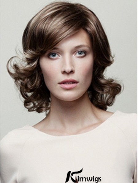 Classic Brown Wavy Chin Length 10 inch Top Medium Wigs