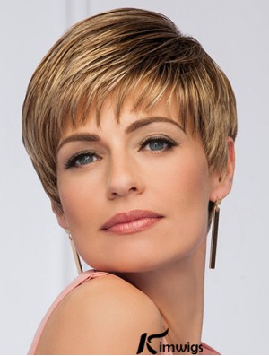 Synthetic Brown Boycuts Straight 5 inch Short Wigs