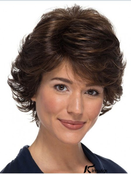 Classic Wavy 100% Hand-tied Brown 8 inch Wigs For Women With Cancer