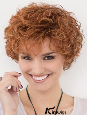 Lace Front Curly Copper Layered 10 inch Short Hairstyles