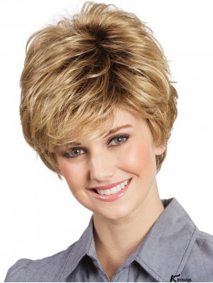 Boycuts Wavy Capless Blonde 8 inch Short Wigs For Women