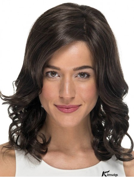 Curly Without Bangs Black 14 inch Monofilament Cheap Wigs For Cancer Patients