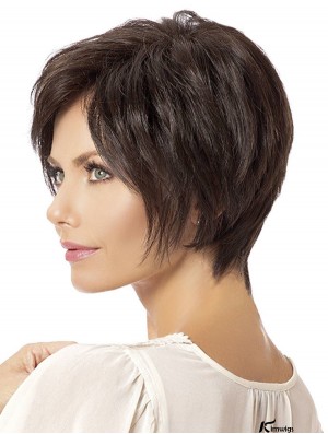 Straight Brown Layered 8 inch Wig Lace