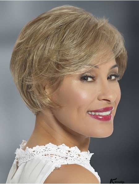 Synthetic Blonde Layered Straight 6 inch Glueless Lace Wigs