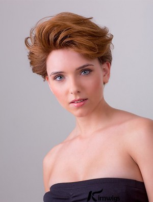 Copper Short Synthetic 8 inch Wavy Layered Front Lace Wigs