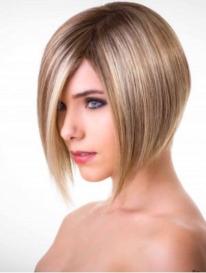 Blonde 9 inch Bobs Straight Monofilament Synthetic Medium Length Wigs