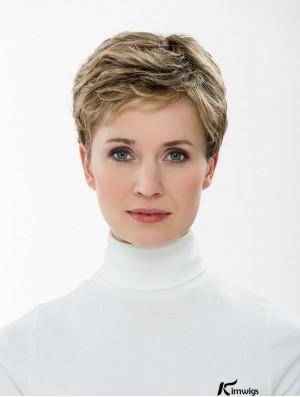 Synthetic Capless 4 inch Boycuts Straight Blonde Short Hair Styles