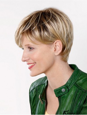 Straight Boycuts Capless 8 inch Blonde Short High Quality Synthetic Wigs