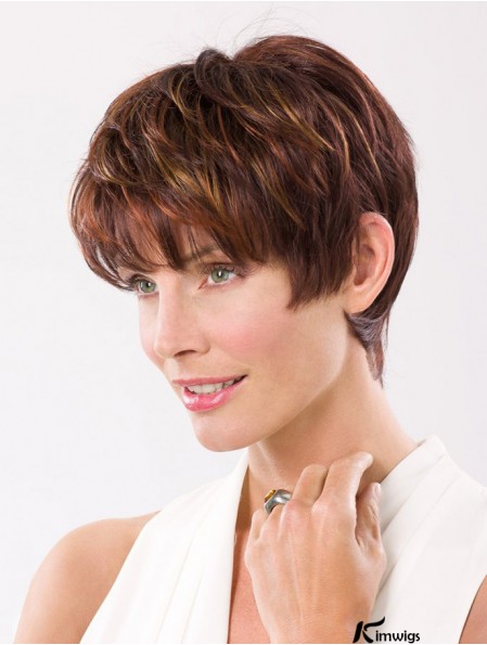 Straight Boycuts Capless 8 inch Auburn Cropped Synthetic Hair Wig