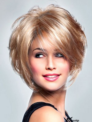 UK Lace Wigs With Monofilament Short Length Curly Style Layered Cut