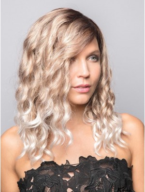 Blonde 14 inch Curly With Bangs 100% Hand-tied Wigs