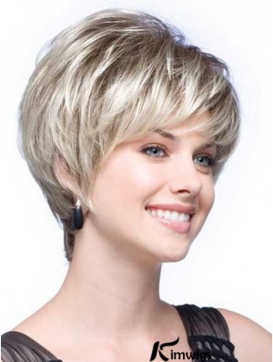 Grey Wigs With Synthetic Short Length Wavy Style