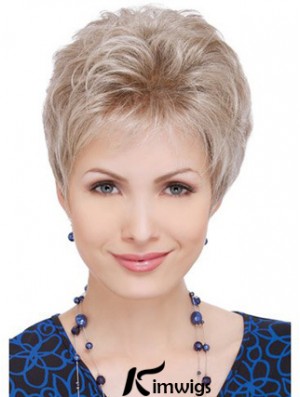 Wigs For Elderly Lady With Capless Wavy Style Short Length