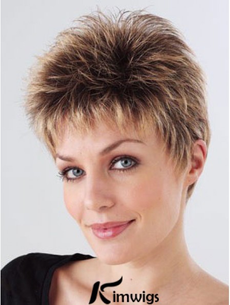 Synthetic Cropped Monofilam Boycuts Hand Tied Mono Petite Wigs