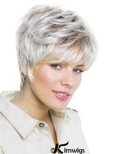 Synthetic Amazing Short Wavy Grey Wigs