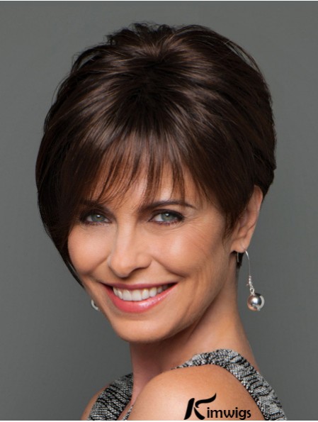 Mono Wigs UK Short Length Brown Color Layered Cut Straight Style