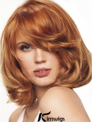 Chin Length Wavy Monofilament Auburn Best Bob Wigs