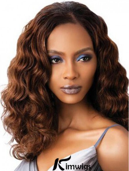 High Quality Auburn Wavy Shoulder Length Petite Full Lace Real Hair Wigs Without Bangs