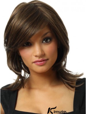 New Brown Chin Length Straight Layered Lace Front Wigs