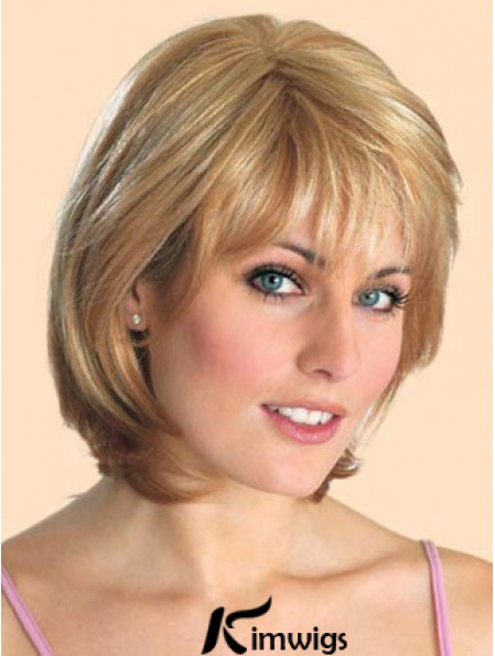 Lace Front Chin Length Straight Blonde Flexibility Bob Wigs