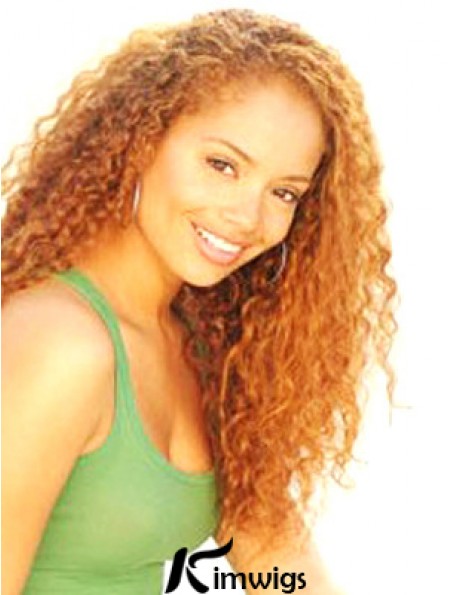 Curly Without Bangs Long Auburn Soft Lace Front Wigs