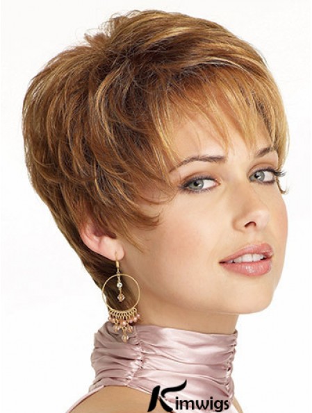Popular Brown Cropped Wavy Boycuts Lace Front Wigs