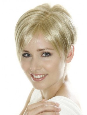 Soft Blonde Cropped Straight Boycuts Lace Front Wigs