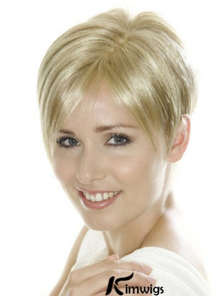 Soft Blonde Cropped Straight Boycuts Lace Front Wigs