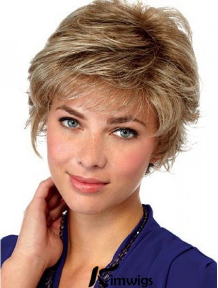 Hairstyles Blonde Short Wavy Layered Lace Front Wigs