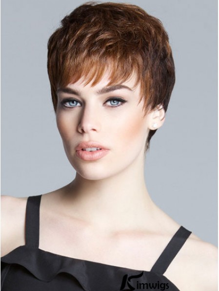 Sassy Brown Cropped Straight Boycuts Lace Front Wigs