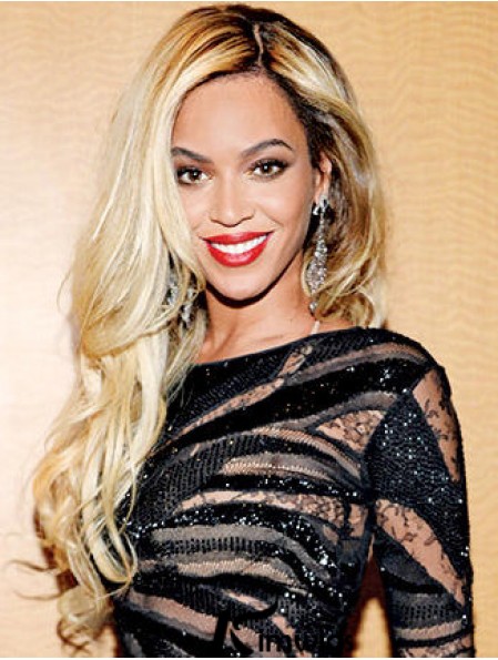 Blonde Long Wavy Without Bangs Lace Front 24 inch Beyonce Wigs