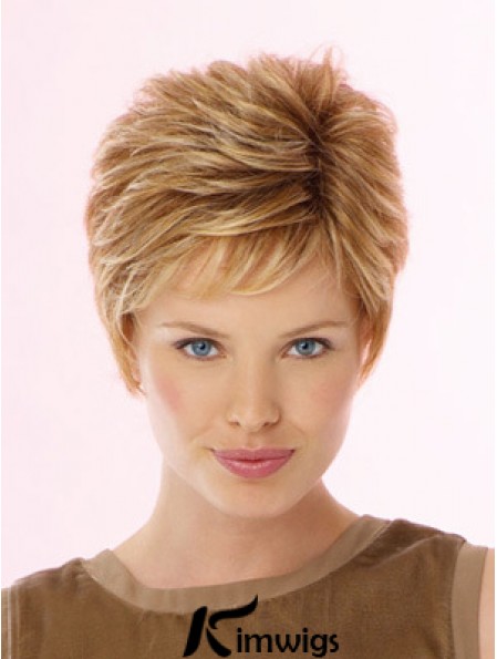 Fabulous Blonde Cropped Wavy Boycuts Lace Front Wigs