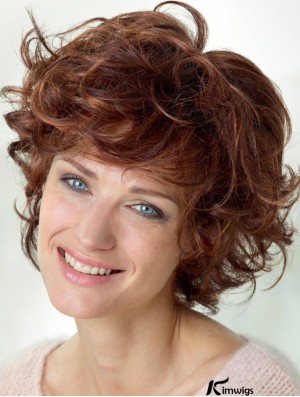 Curly With Bangs Shoulder Length Auburn Popular Lace Front Wigs