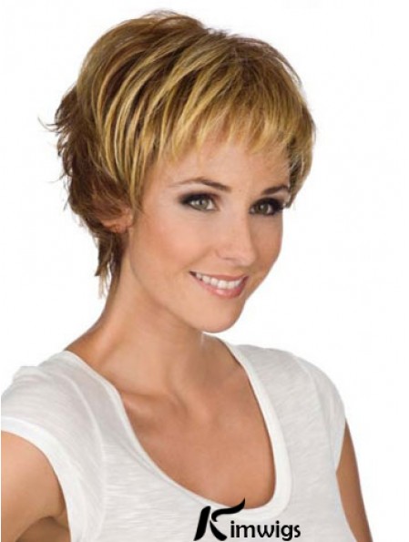 6 inch Modern Wavy Boycuts Blonde Short Wigs