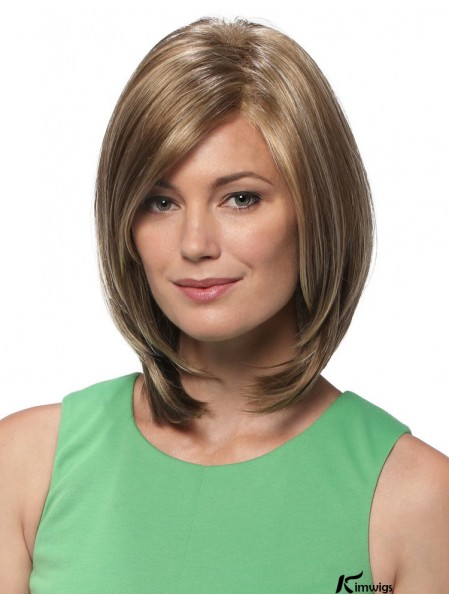 Straight Shoulder Length Blonde 12 inch Lace Front Hairstyles Bob Wigs